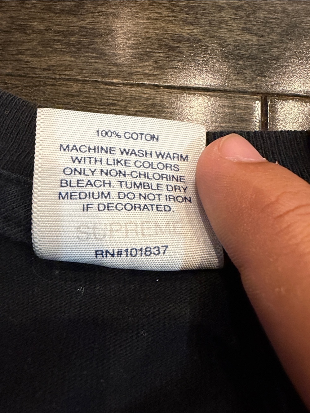 Supreme Black T‑Shirt with Smoky White Script - Picture 4 of 6